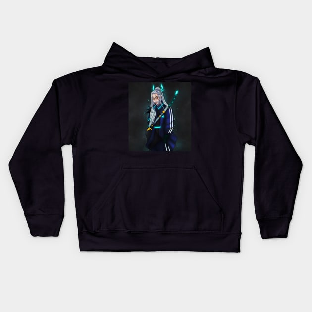 Cyberpunk Samurai Gopnik Geralt Kids Hoodie by Purplehate